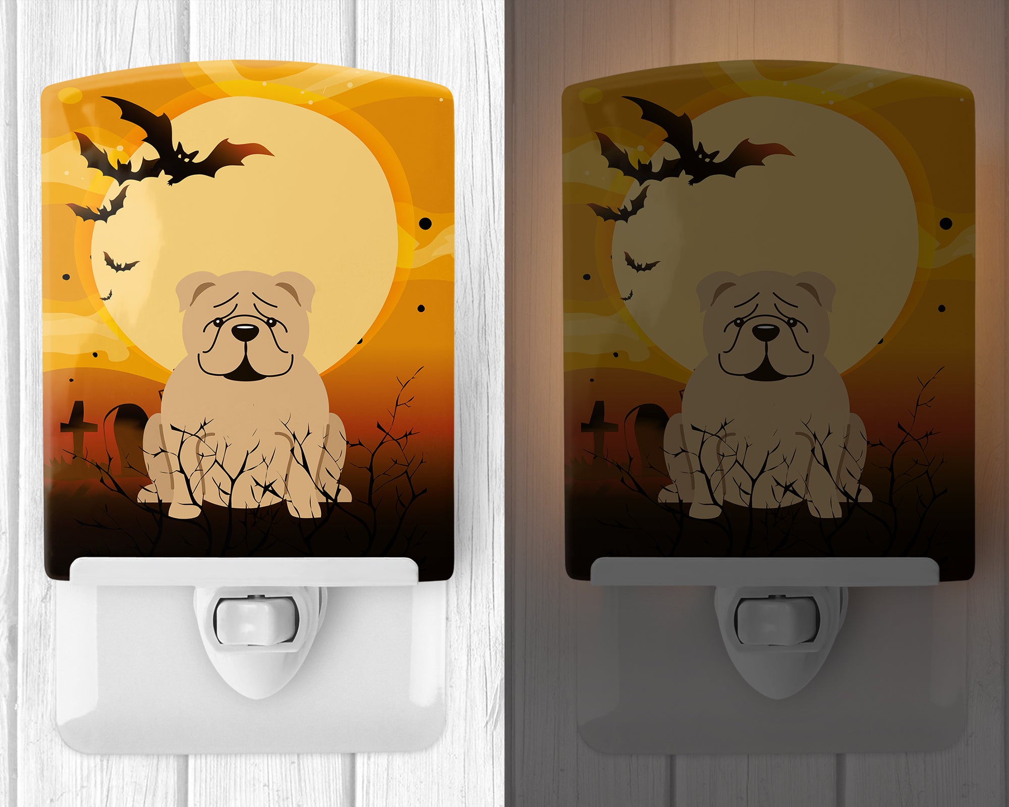 Halloween English Bulldog Fawn Ceramic Night Light BB4390CNL - the-store.com