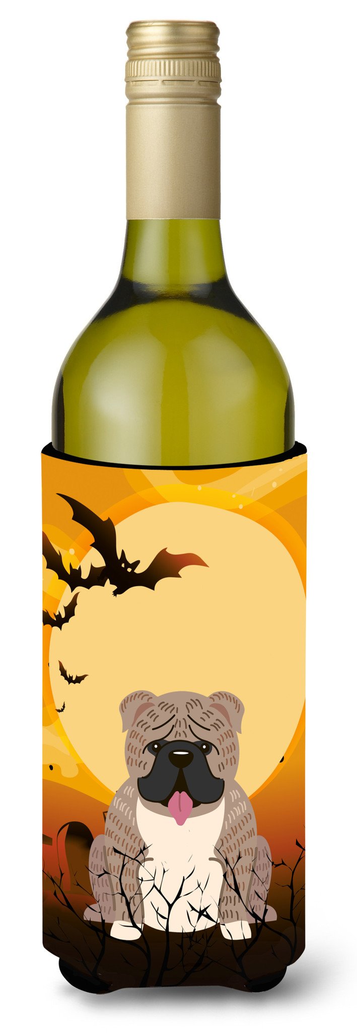 Halloween English Bulldog Grey Brindle  Wine Bottle Beverge Insulator Hugger BB4392LITERK by Caroline&#39;s Treasures