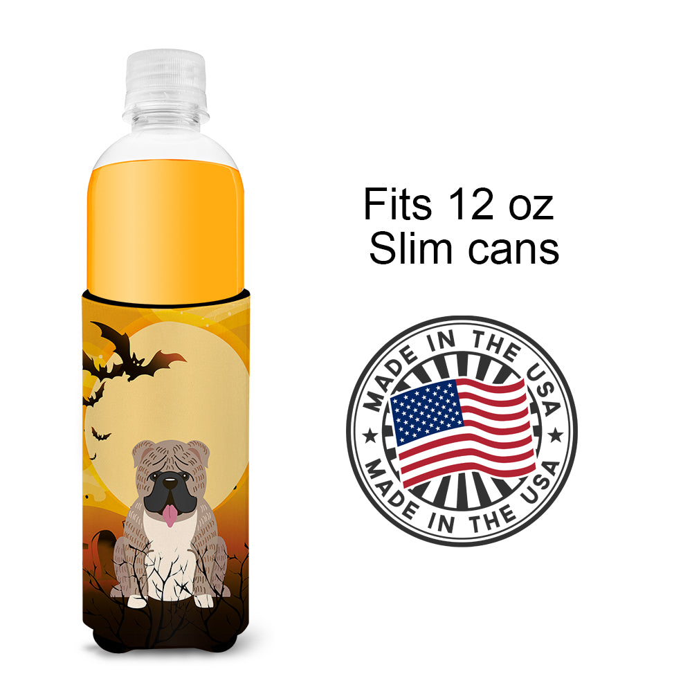 Halloween English Bulldog Grey Brindle   Ultra Hugger for slim cans BB4392MUK  the-store.com.