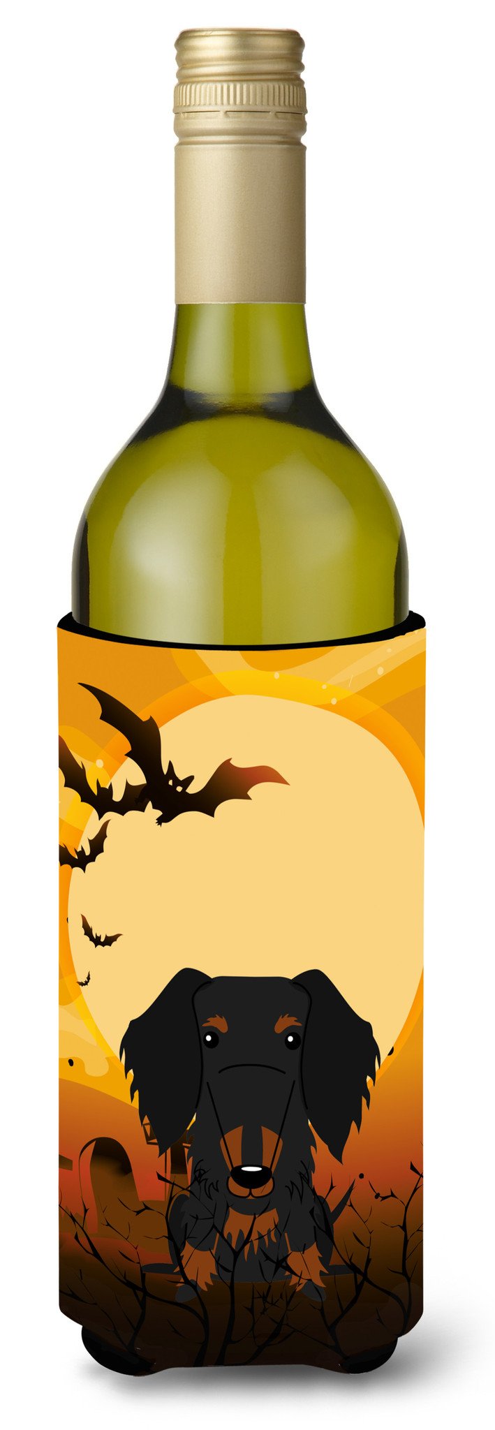 Halloween Wire Haired Dachshund Black Tan Wine Bottle Beverge Insulator Hugger BB4393LITERK by Caroline's Treasures