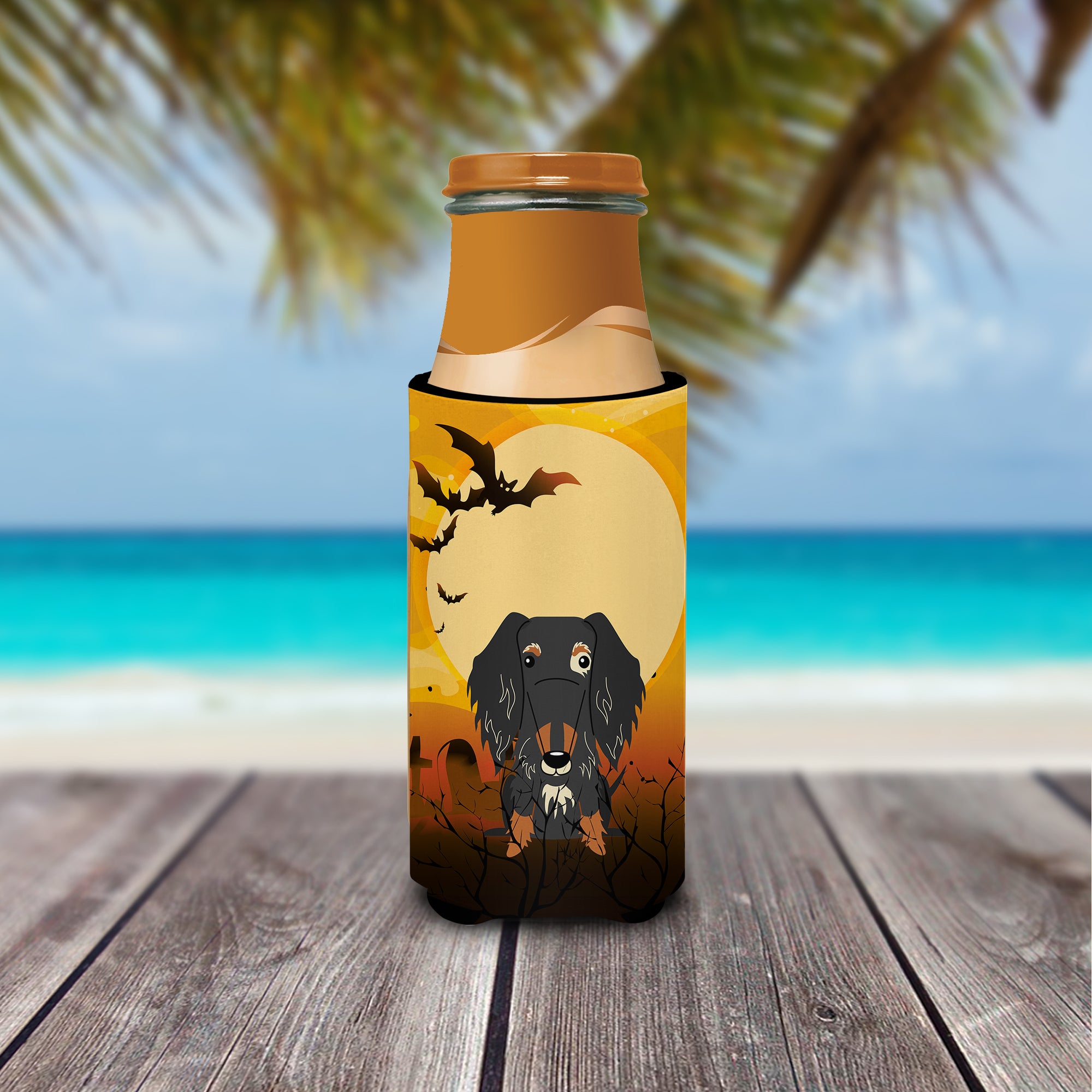 Halloween Wire Haired Dachshund Dapple  Ultra Hugger for slim cans BB4394MUK  the-store.com.
