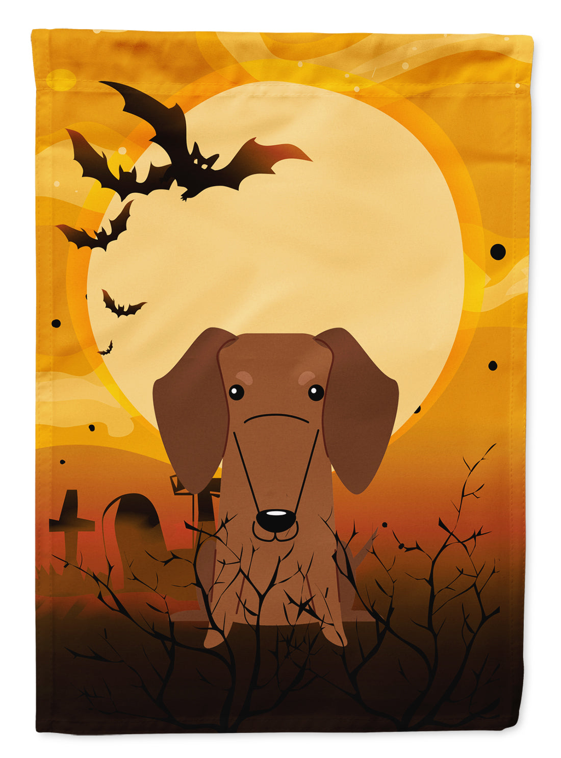 Halloween Dachshund Red Brown Flag Canvas House Size BB4396CHF  the-store.com.