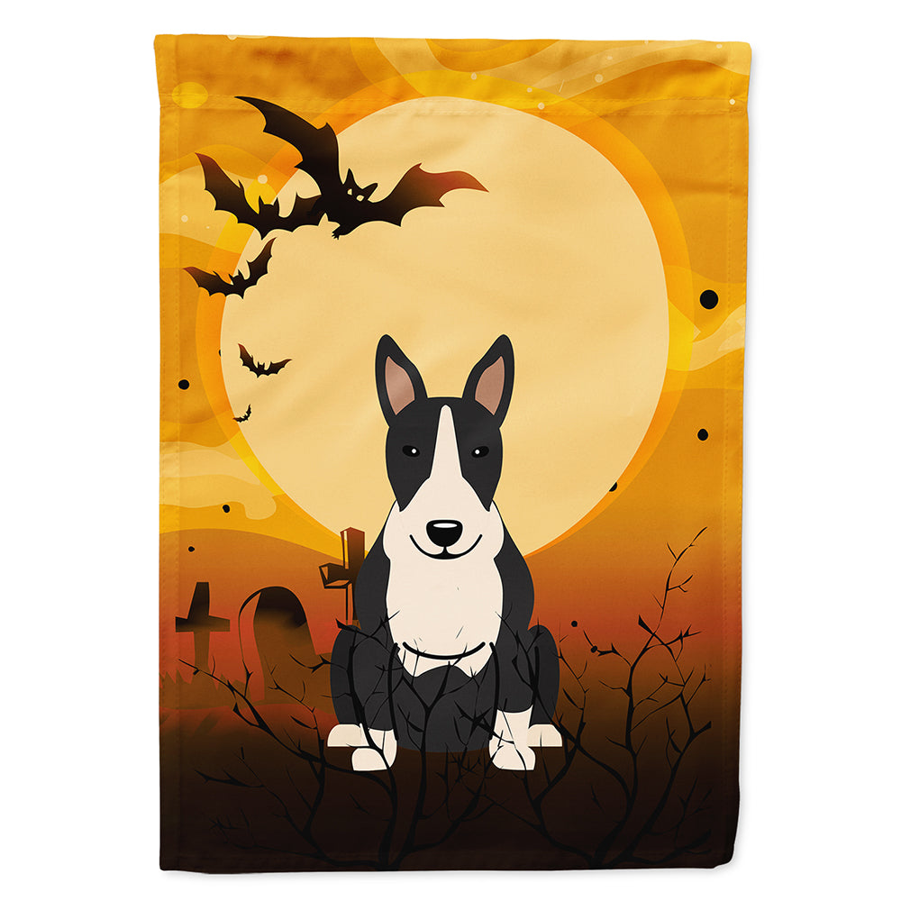 Halloween Bull Terrier Black White Flag Canvas House Size BB4399CHF