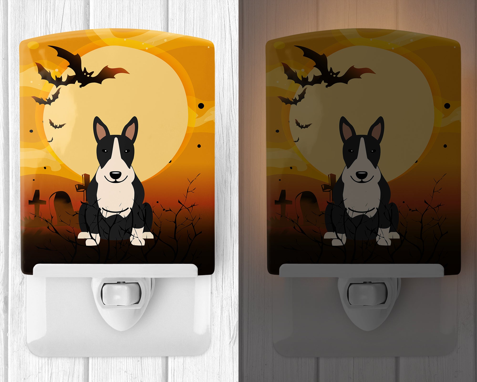 Halloween Bull Terrier Black White Ceramic Night Light BB4399CNL - the-store.com