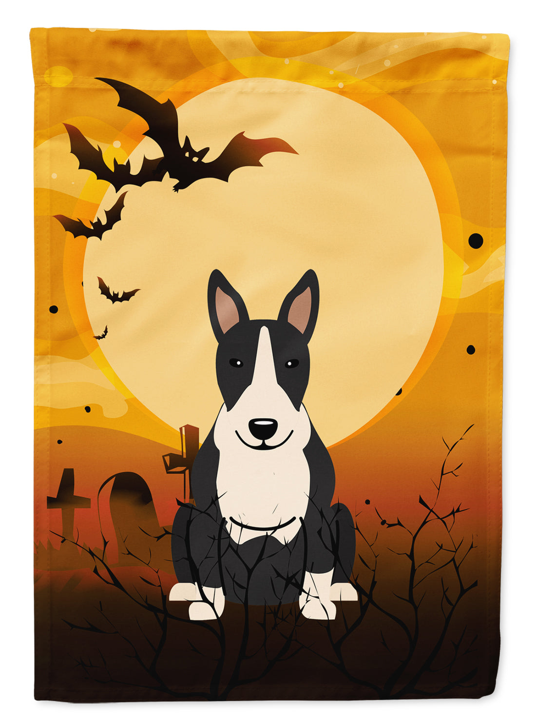 Halloween Bull Terrier Black White Flag Garden Size BB4399GF