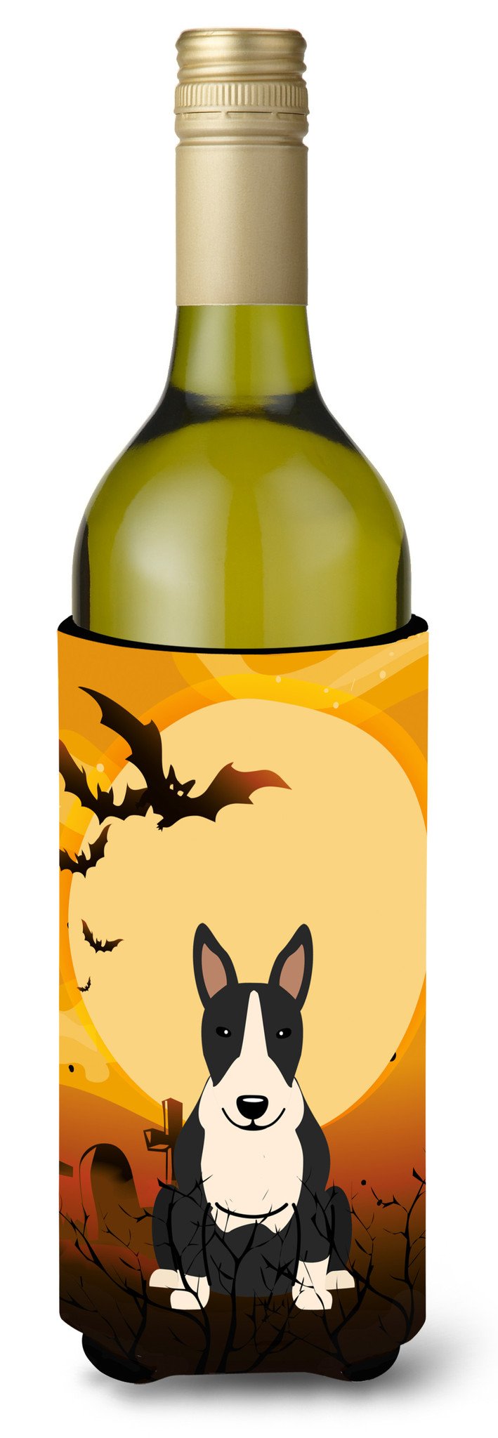 Halloween Bull Terrier Black White Wine Bottle Beverge Insulator Hugger BB4399LITERK by Caroline&#39;s Treasures