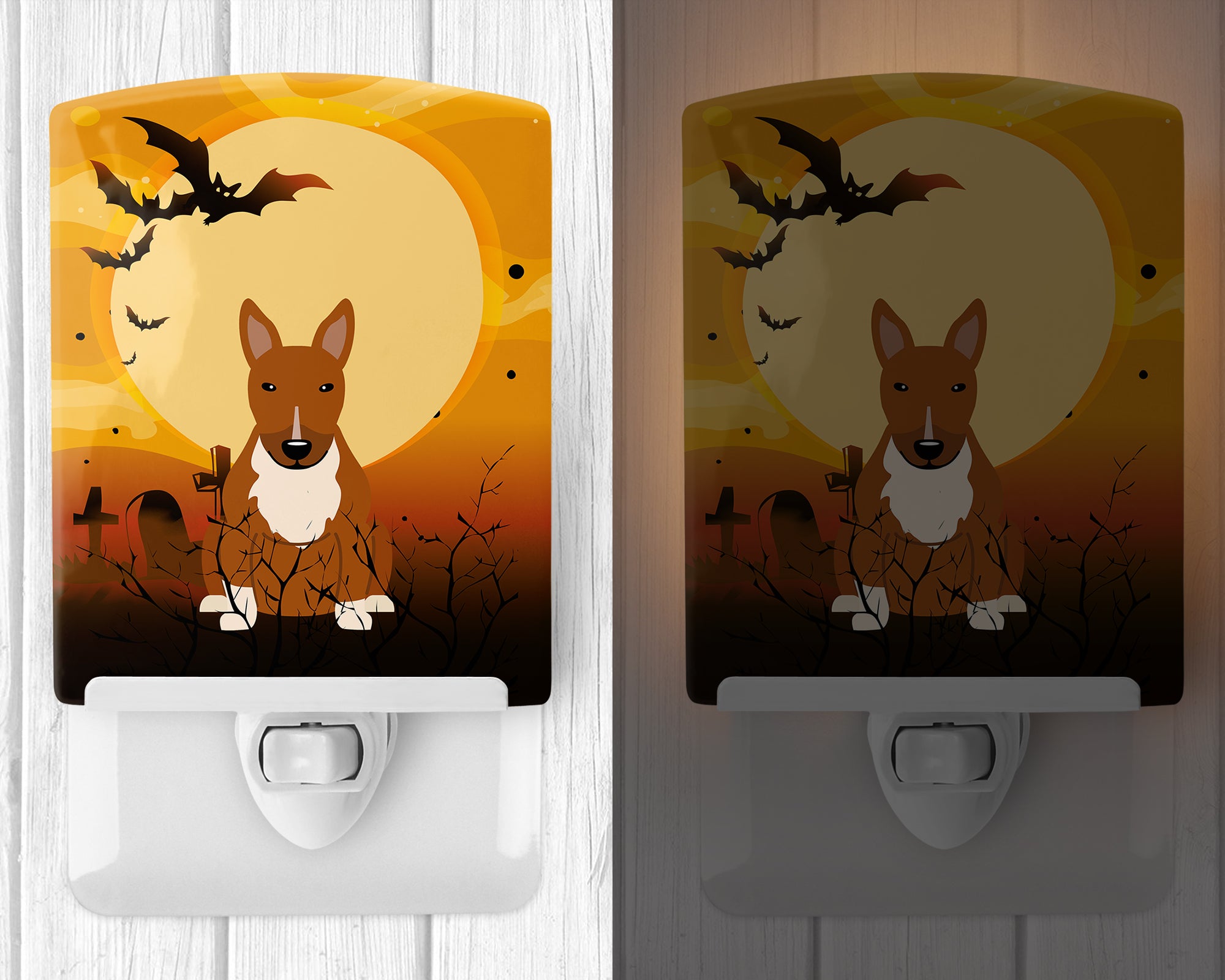 Halloween Bull Terrier Red Ceramic Night Light BB4400CNL - the-store.com