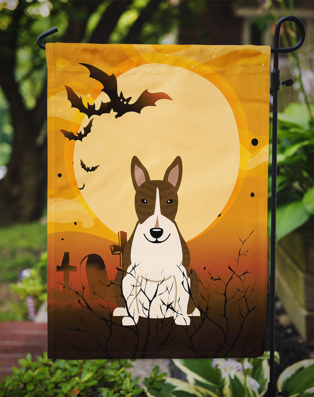 Halloween Bull Terrier Dark Brindle Flag Garden Size BB4402GF