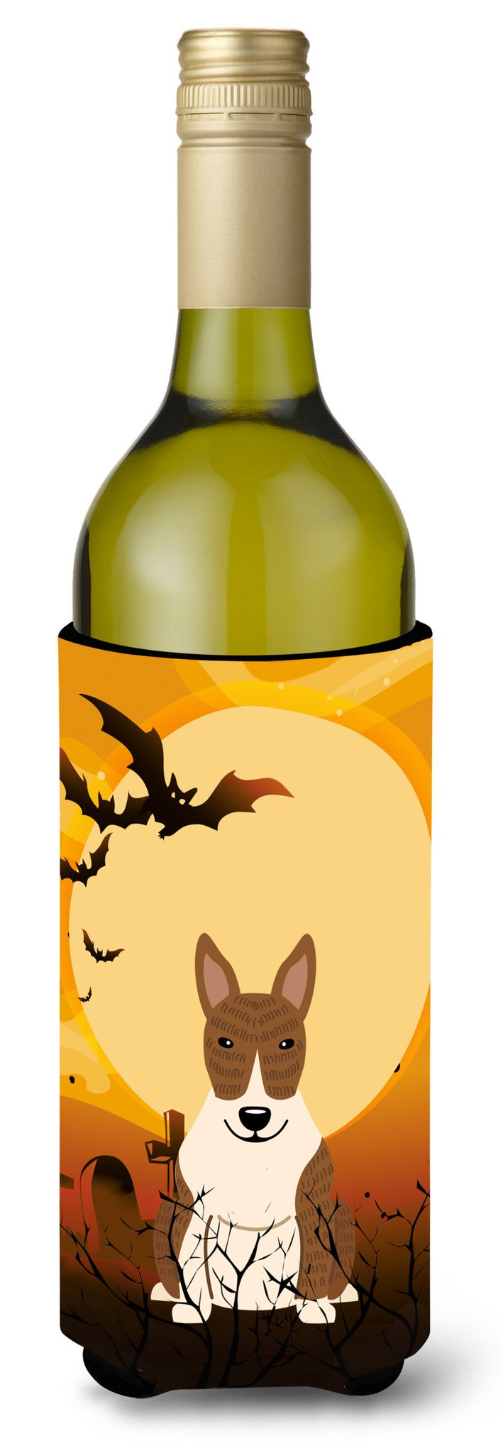 Halloween Bull Terrier Brindle Wine Bottle Beverge Insulator Hugger BB4403LITERK by Caroline&#39;s Treasures
