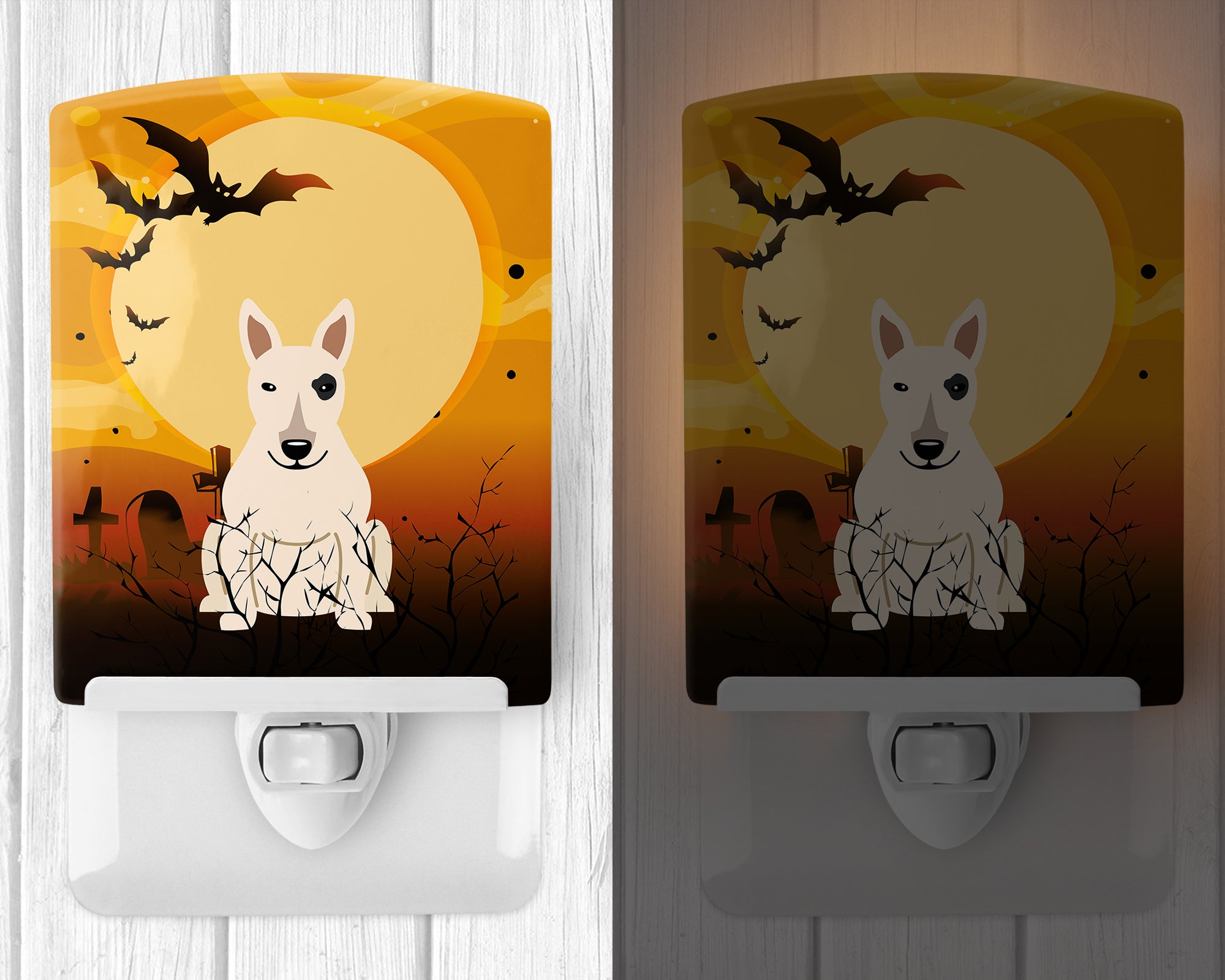 Halloween Bull Terrier White Ceramic Night Light BB4404CNL - the-store.com