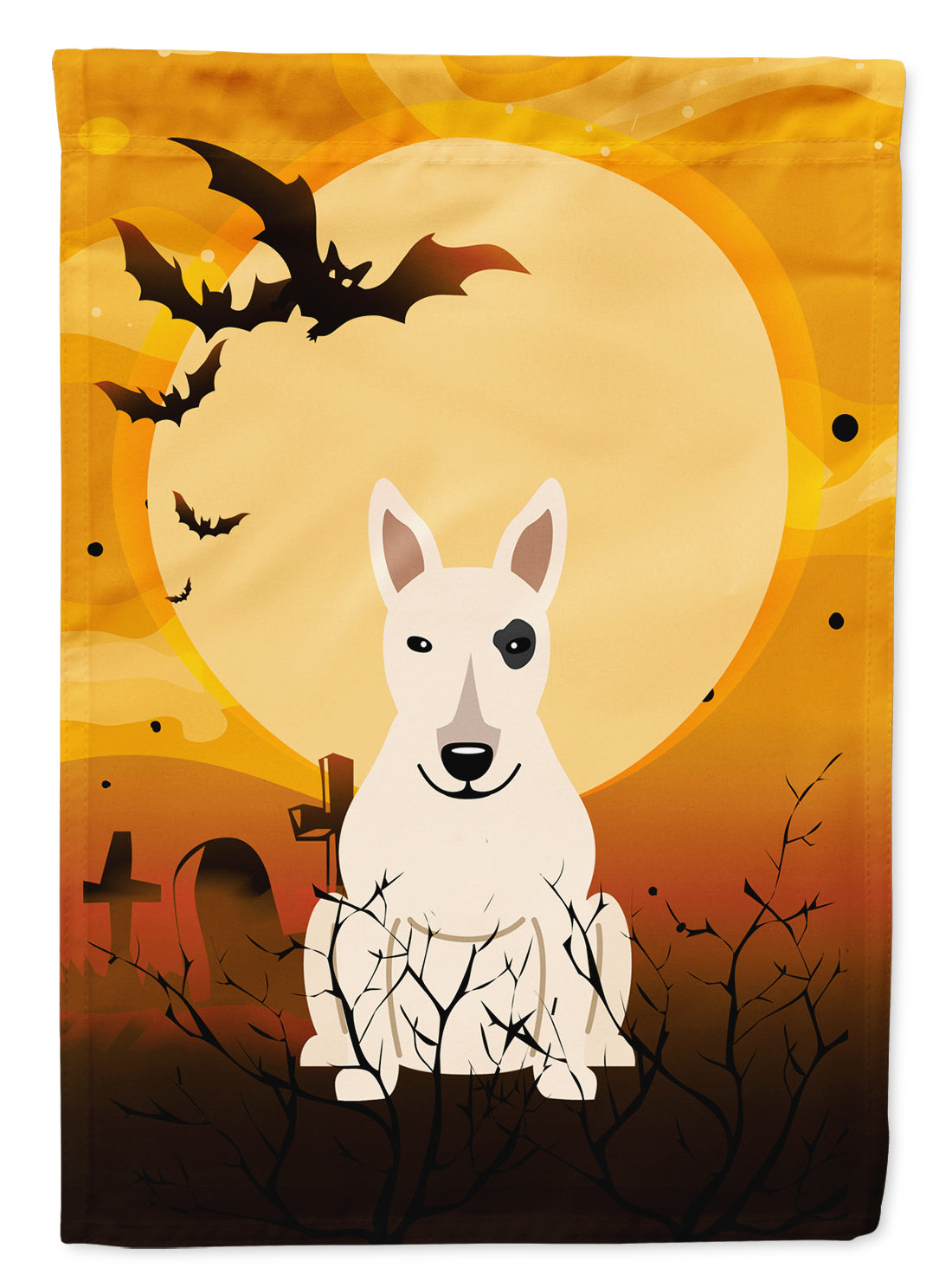 Halloween Bull Terrier White Flag Garden Size BB4404GF