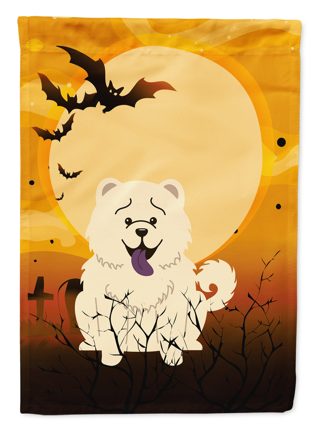 Halloween Chow Chow White Flag Garden Size BB4406GF  the-store.com.