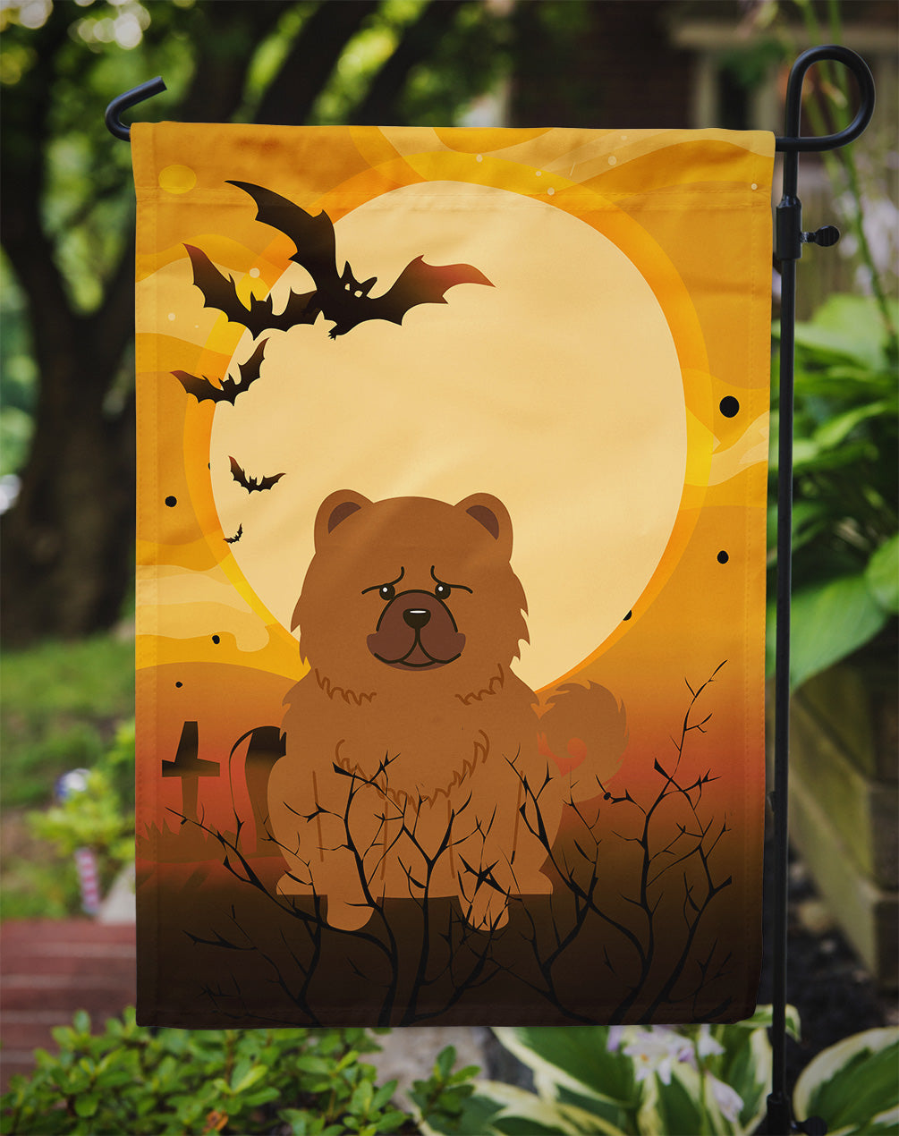 Halloween Chow Chow Red Flag Garden Size BB4408GF  the-store.com.
