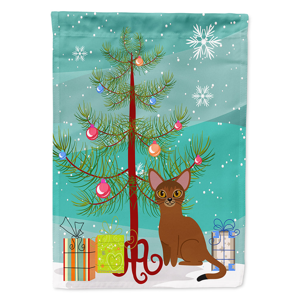 Abyssinian Cat Merry Christmas Tree Flag Canvas House Size BB4411CHF