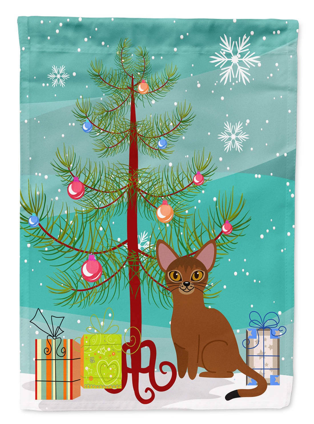 Abyssinian Cat Merry Christmas Tree Flag Garden Size BB4411GF