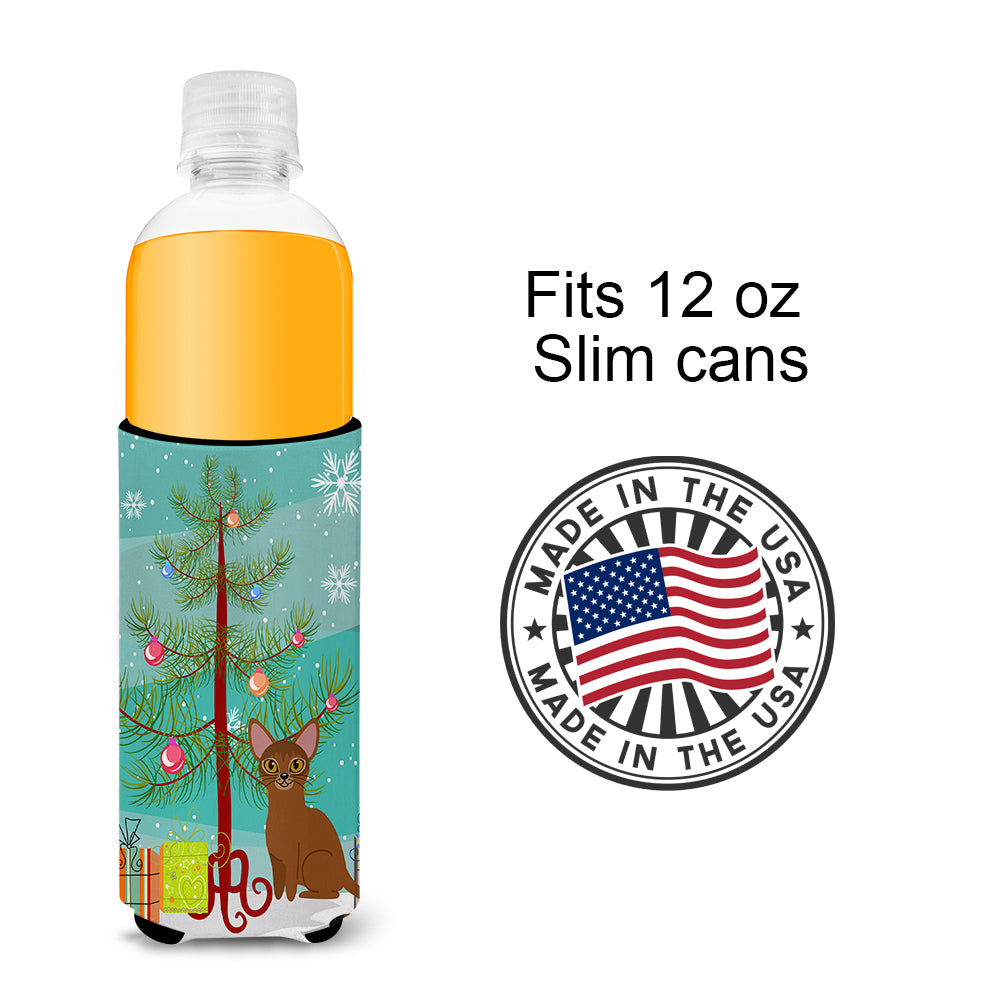 Abyssinian Cat Merry Christmas Tree  Ultra Hugger for slim cans BB4411MUK  the-store.com.