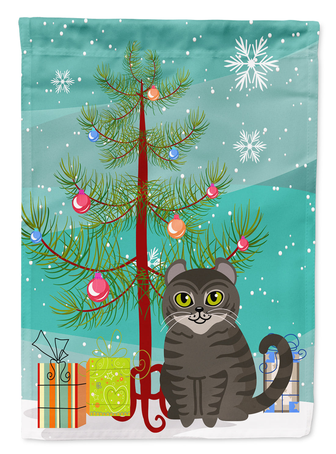American Curl Cat Merry Christmas Tree Drapeau Jardin Taille BB4412GF