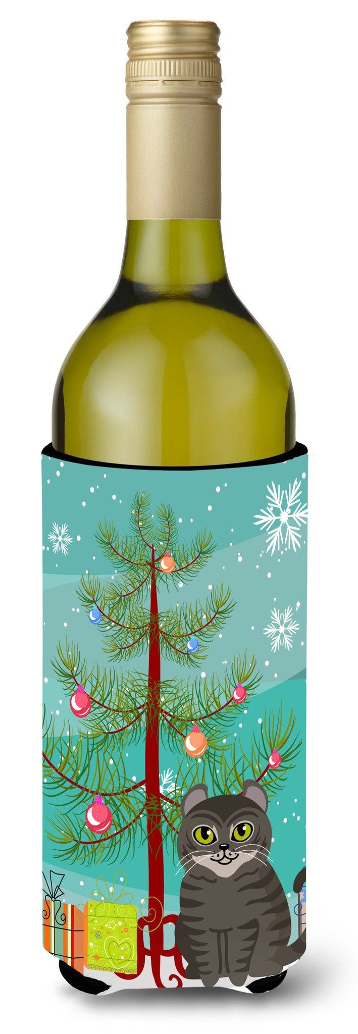 American Curl Cat Merry Christmas Tree Wine Bottle Beverge Insulator Hugger BB4412LITERK by Caroline&#39;s Treasures