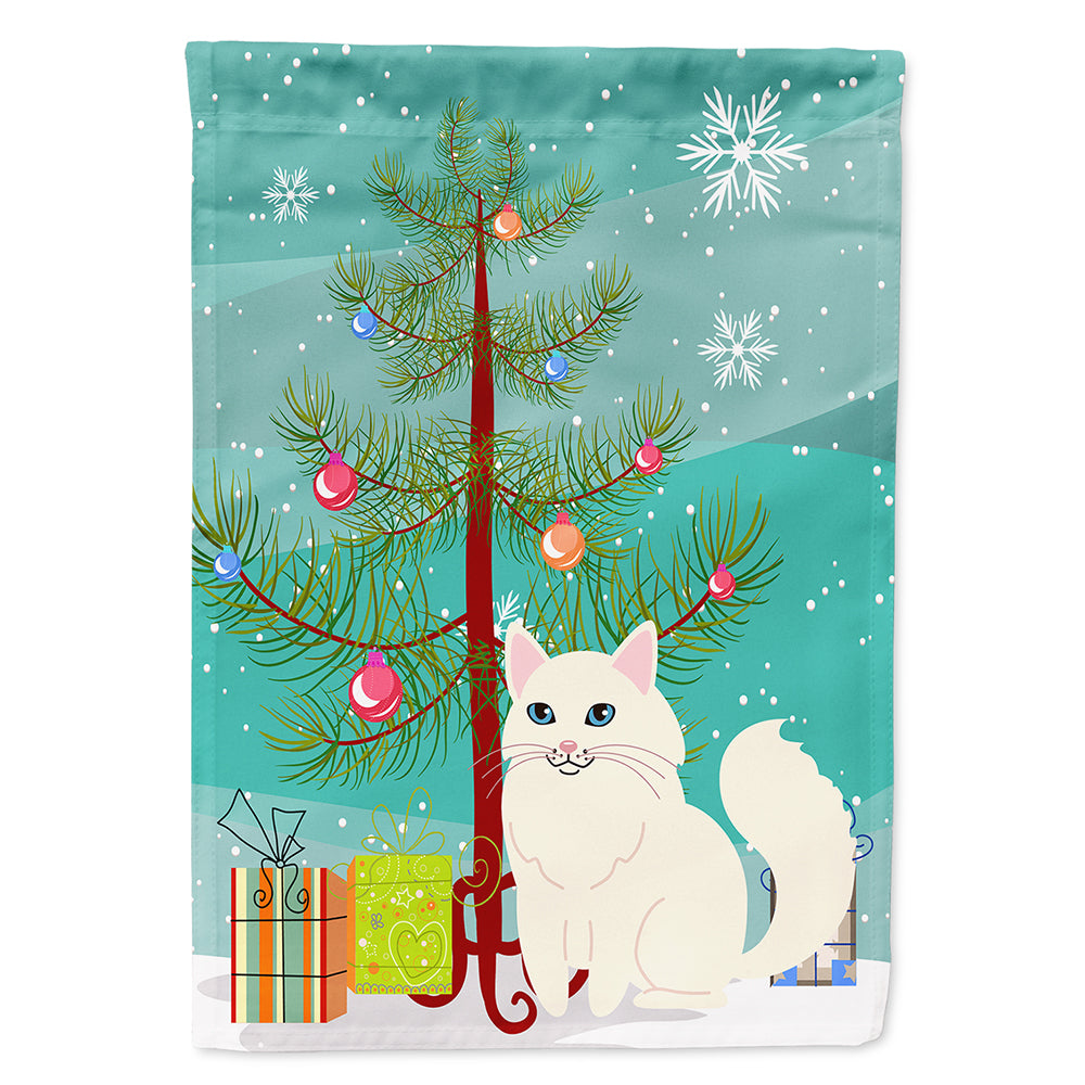Drapeau de l'arbre de Noël joyeux chat angora turc Taille de la maison en toile BB4413CHF
