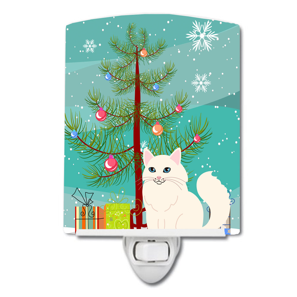 Turkish Angora Cat Merry Christmas Tree Ceramic Night Light BB4413CNL - the-store.com