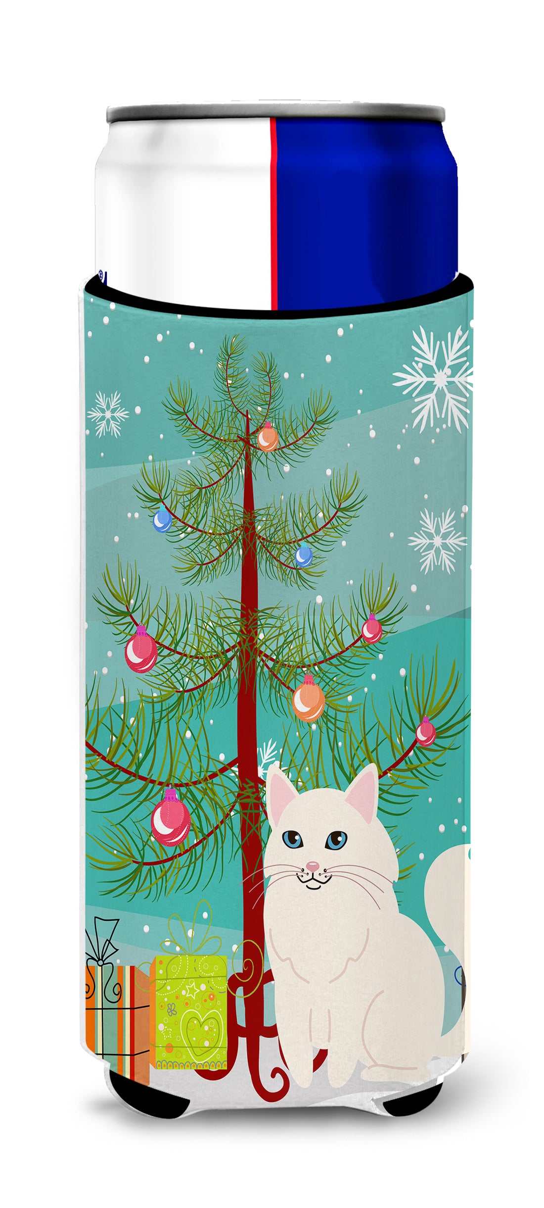 Turkish Angora Cat Merry Christmas Tree  Ultra Hugger for slim cans BB4413MUK  the-store.com.