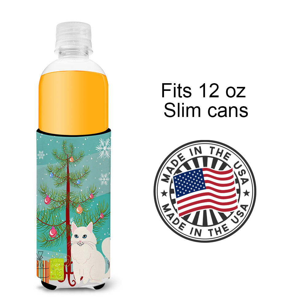 Turkish Angora Cat Merry Christmas Tree  Ultra Hugger for slim cans BB4413MUK  the-store.com.