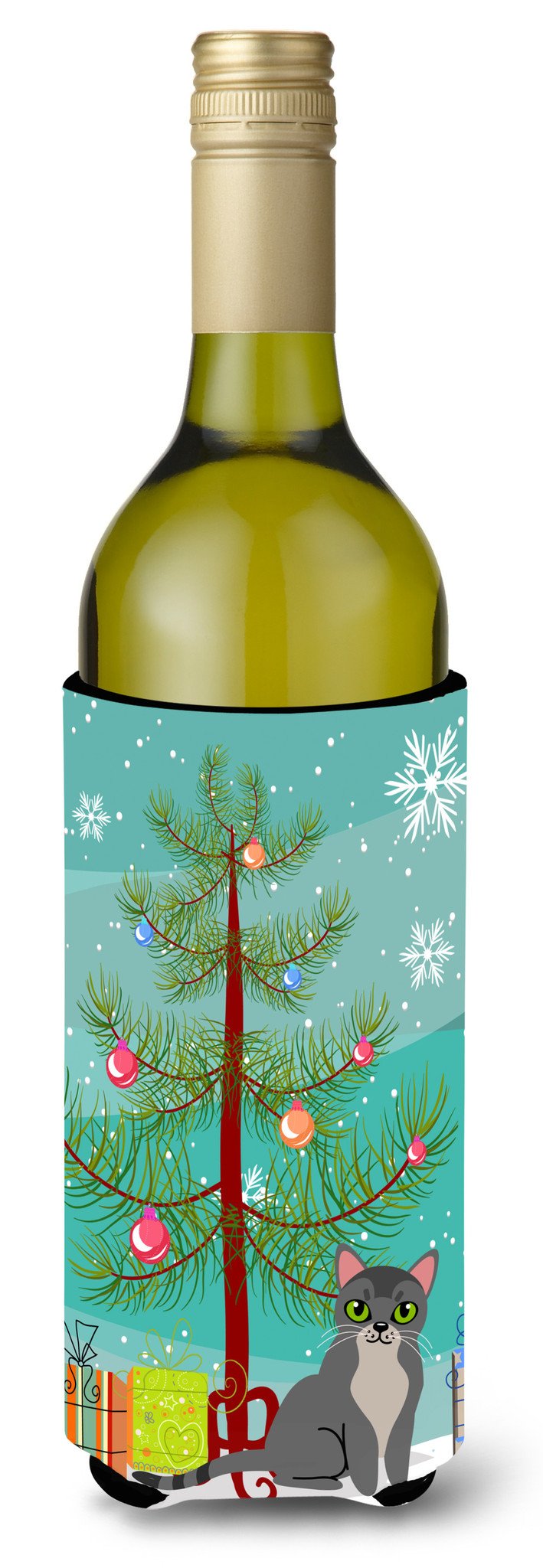 Asian Cat Merry Christmas Tree Wine Bottle Beverge Insulator Hugger BB4414LITERK by Caroline&#39;s Treasures