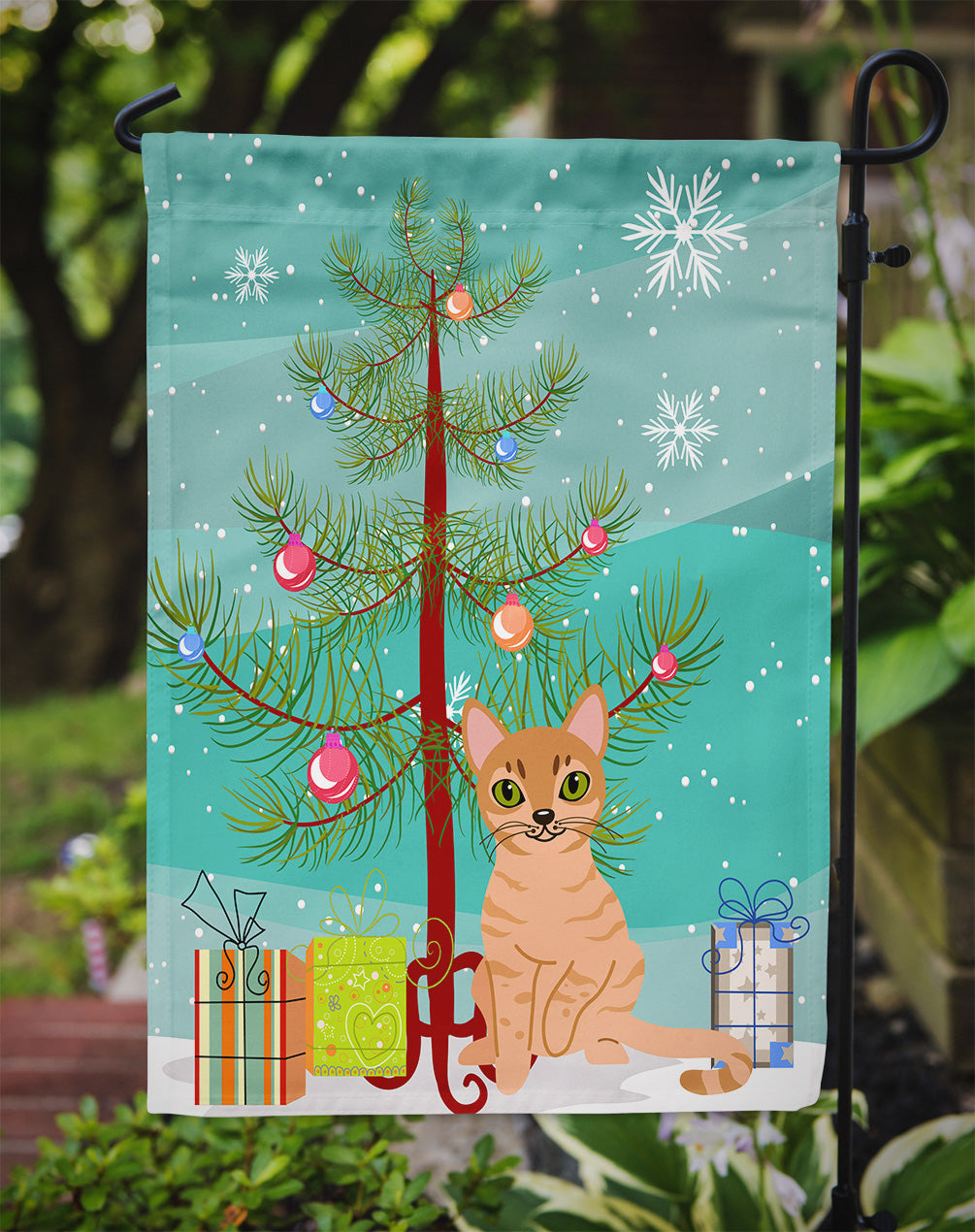 Australian Mist Cat Merry Christmas Tree Drapeau Jardin Taille BB4415GF