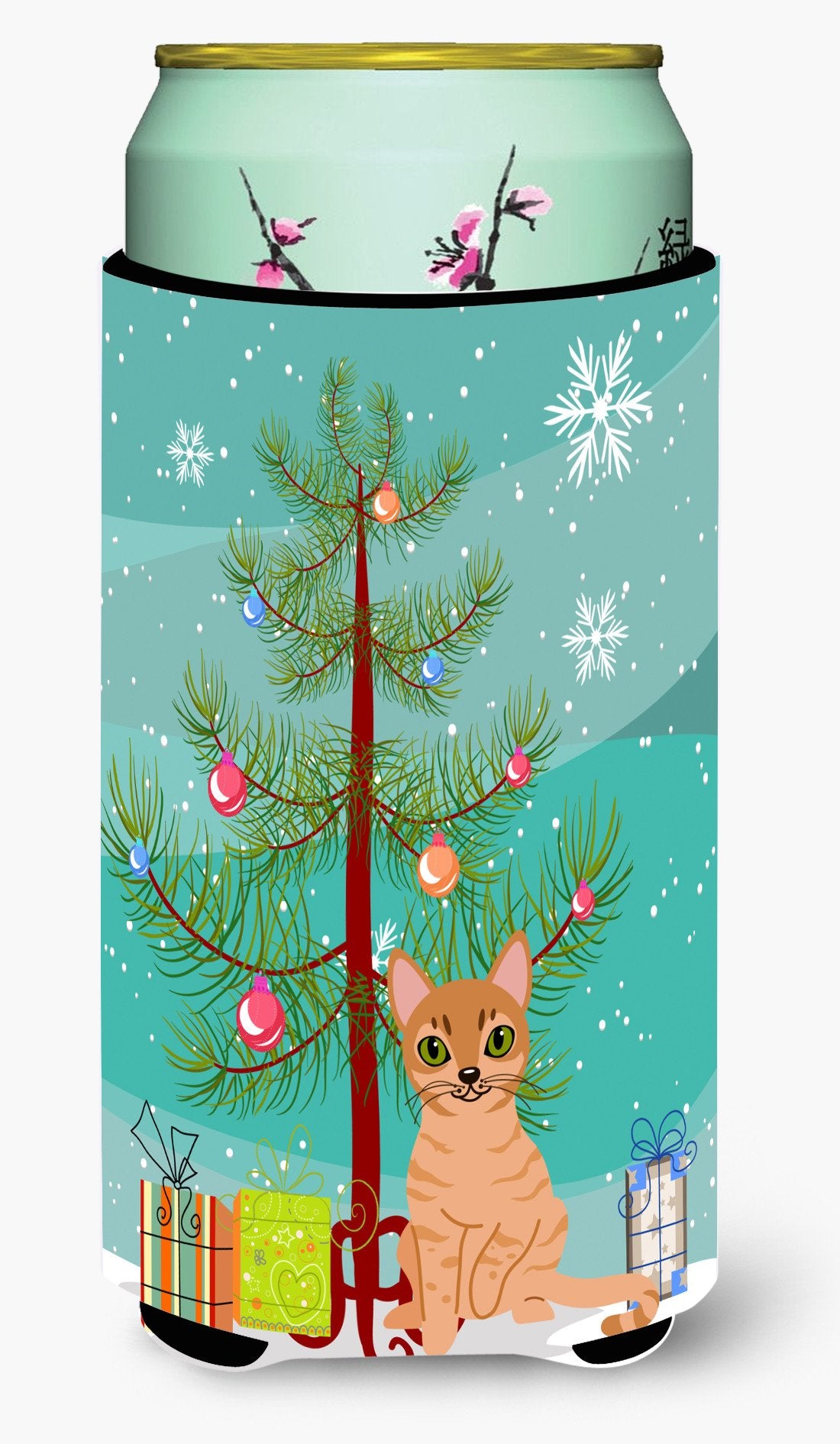 Australian Mist Cat Merry Christmas Tree Tall Boy Beverage Insulator Hugger BB4415TBC by Caroline&#39;s Treasures