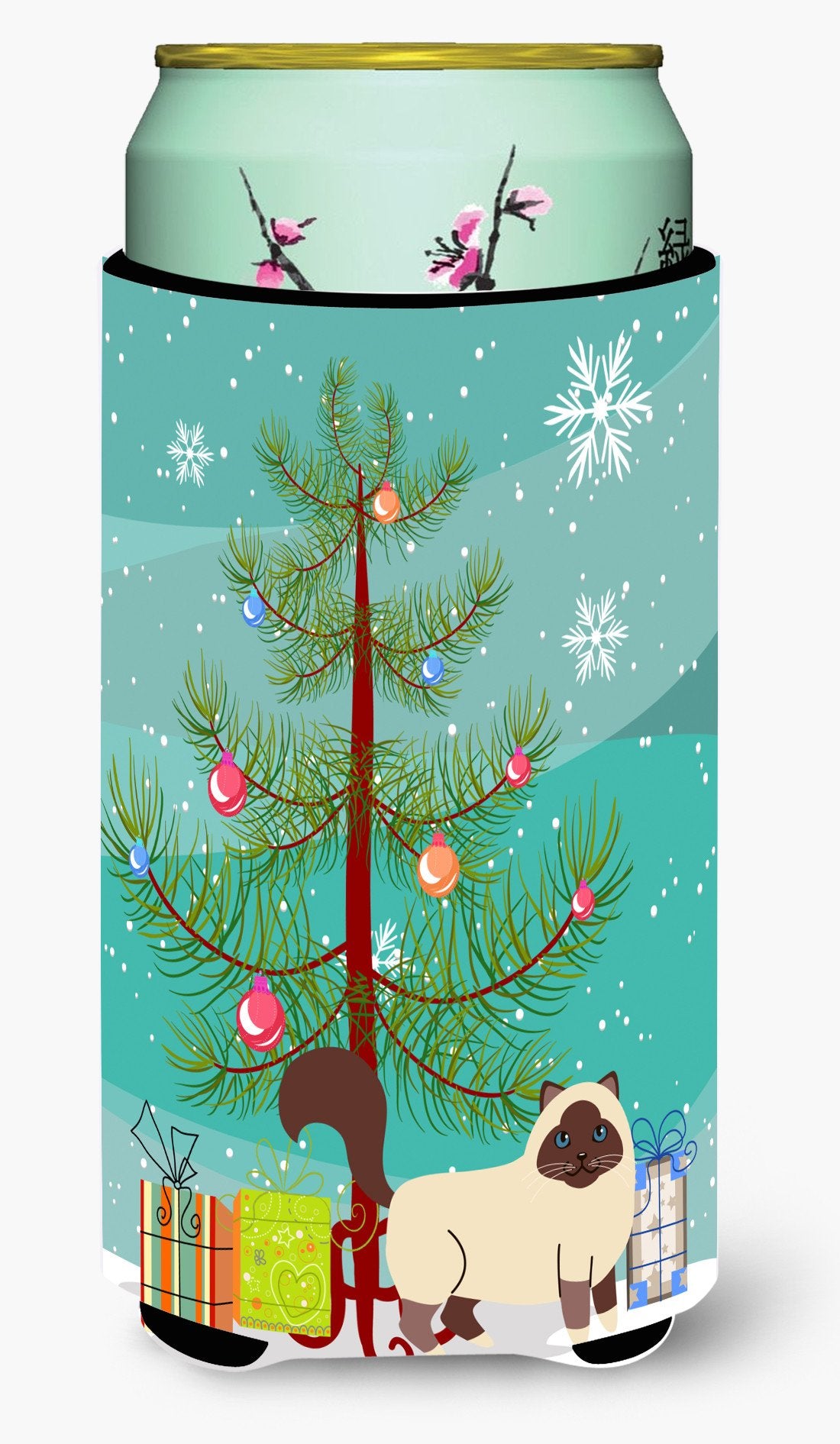 Birman Cat Merry Christmas Tree Tall Boy Beverage Insulator Hugger BB4416TBC by Caroline&#39;s Treasures