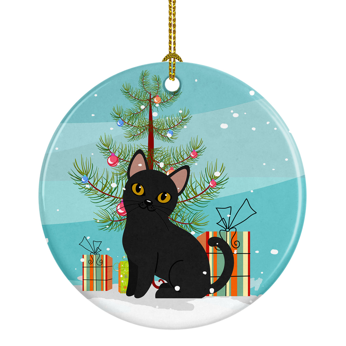 Bombay Cat Merry Christmas Tree Ceramic Ornament BB4417CO1 - the-store.com