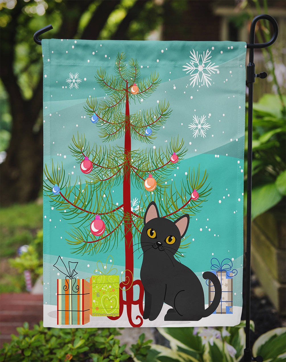 Bombay Cat Merry Christmas Tree Drapeau Jardin Taille BB4417GF