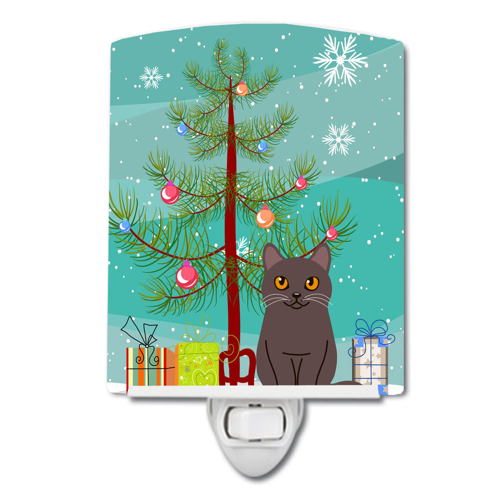 Chartreux Cat Merry Christmas Tree Ceramic Night Light BB4418CNL - the-store.com