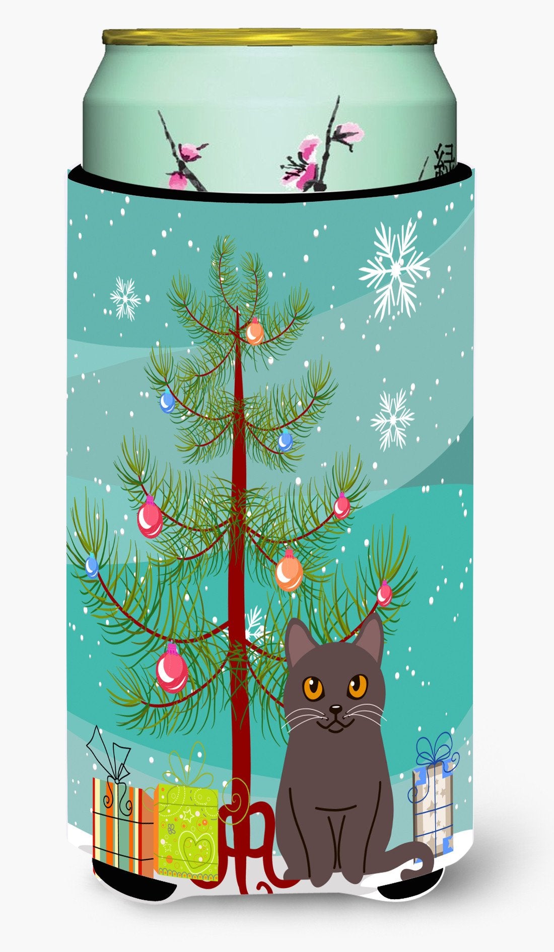 Chartreux Cat Merry Christmas Tree Tall Boy Beverage Insulator Hugger BB4418TBC by Caroline&#39;s Treasures