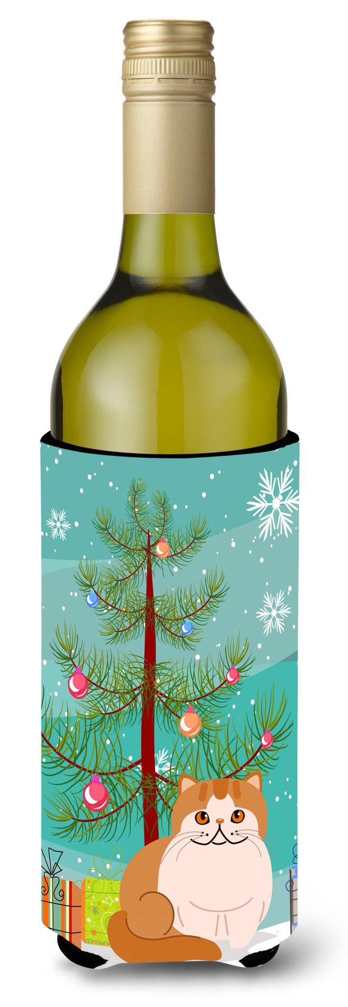 Exotic Shorthair Cat Merry Christmas Tree Wine Bottle Beverge Insulator Hugger BB4419LITERK by Caroline&#39;s Treasures