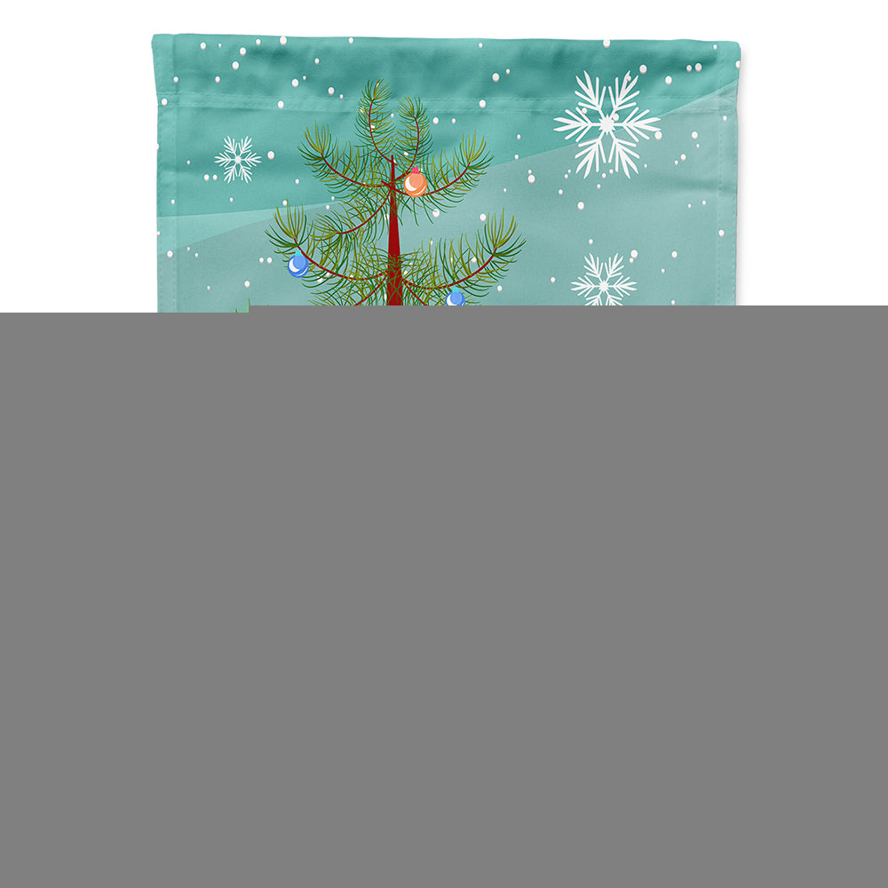 Foreign White Cat Merry Christmas Tree Flag Canvas House Size BB4420CHF