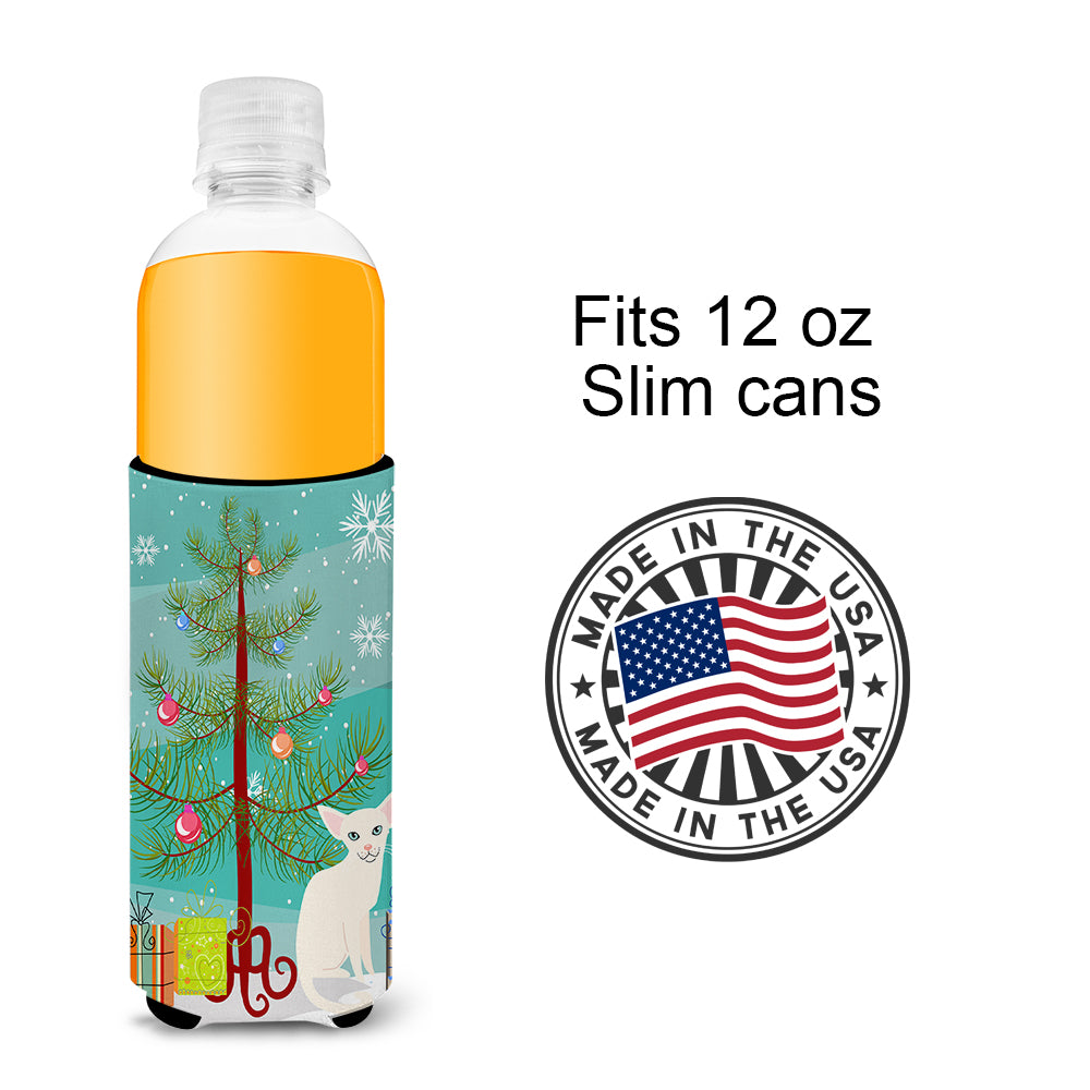 Foreign White Cat Merry Christmas Tree  Ultra Hugger for slim cans BB4420MUK  the-store.com.