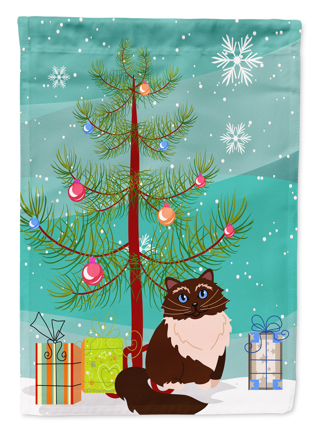 Himalayan Cat Merry Christmas Tree Drapeau Toile Maison Taille BB4421CHF