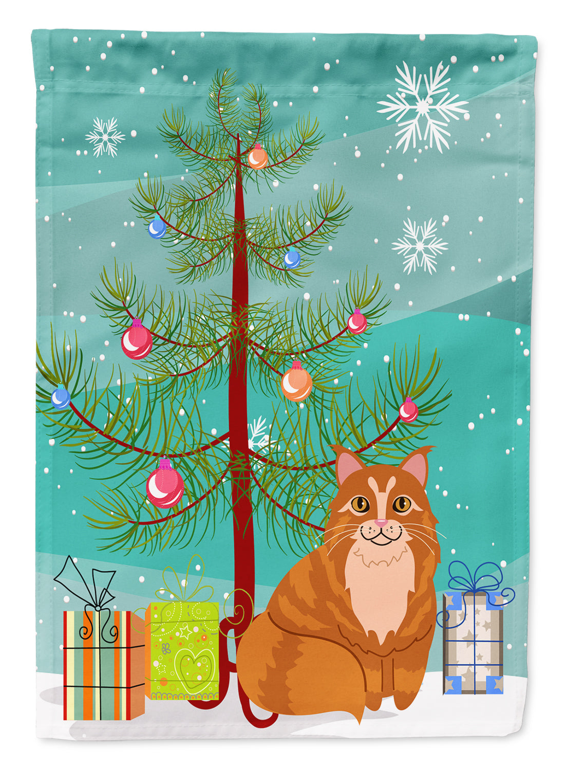 Maine Coon Cat Merry Christmas Tree Flag Garden Size BB4423GF