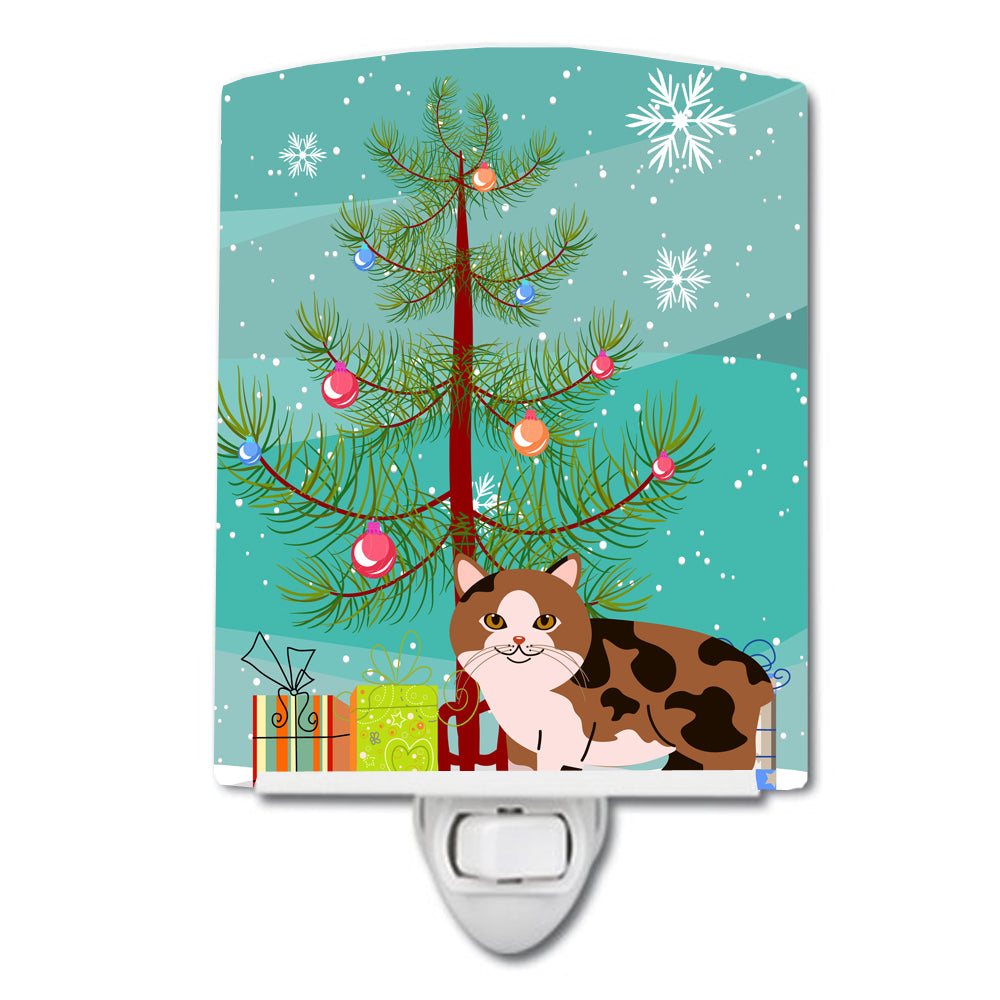 Manx Cat Merry Christmas Tree Ceramic Night Light BB4424CNL - the-store.com
