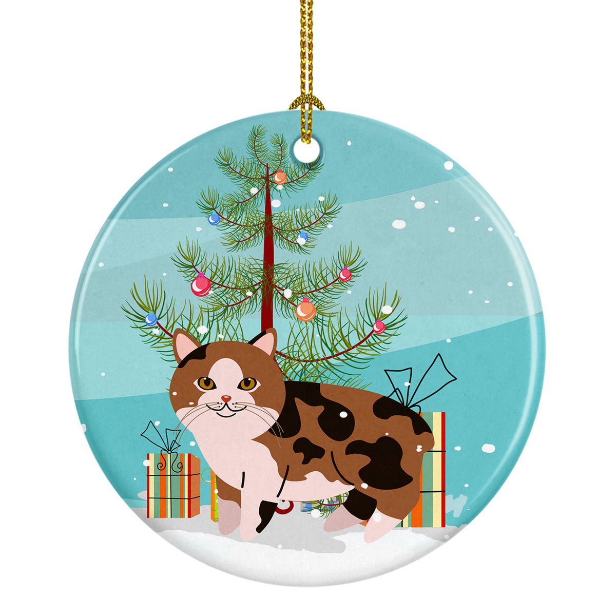 Manx Cat Merry Christmas Tree Ceramic Ornament BB4424CO1 - the-store.com