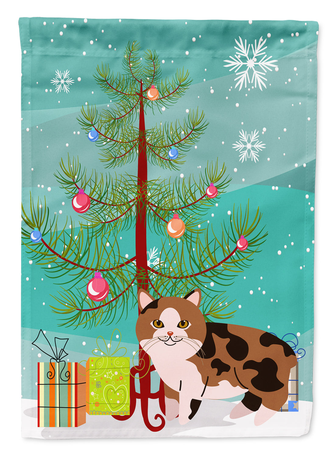 Manx Cat Merry Christmas Tree Flag Garden Size BB4424GF