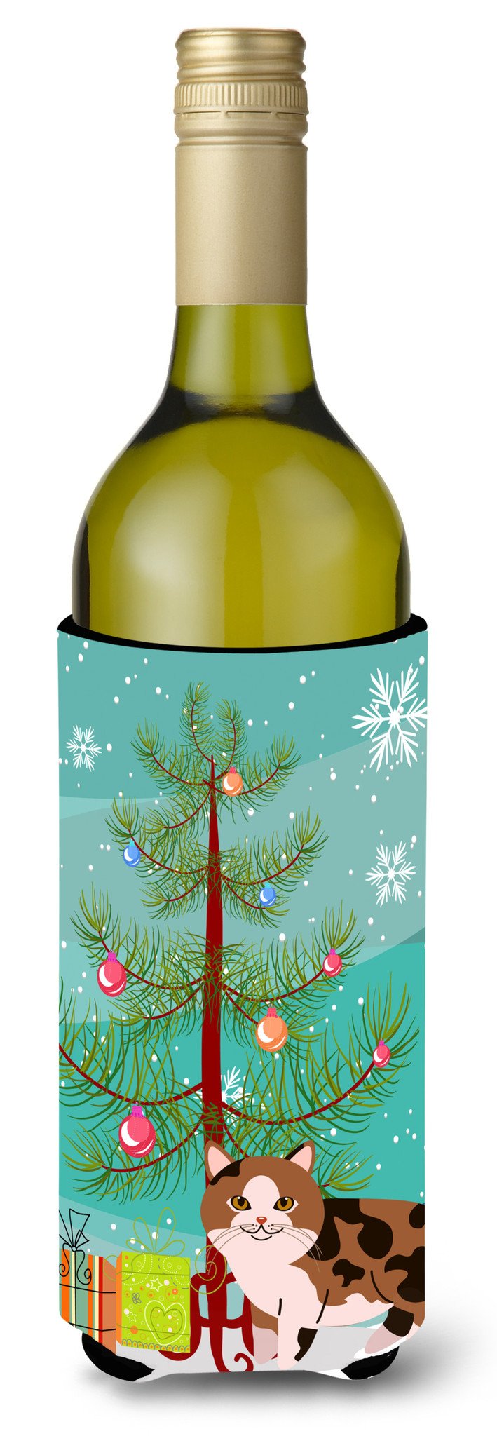 Manx Cat Merry Christmas Tree Wine Bottle Beverge Insulator Hugger BB4424LITERK by Caroline&#39;s Treasures