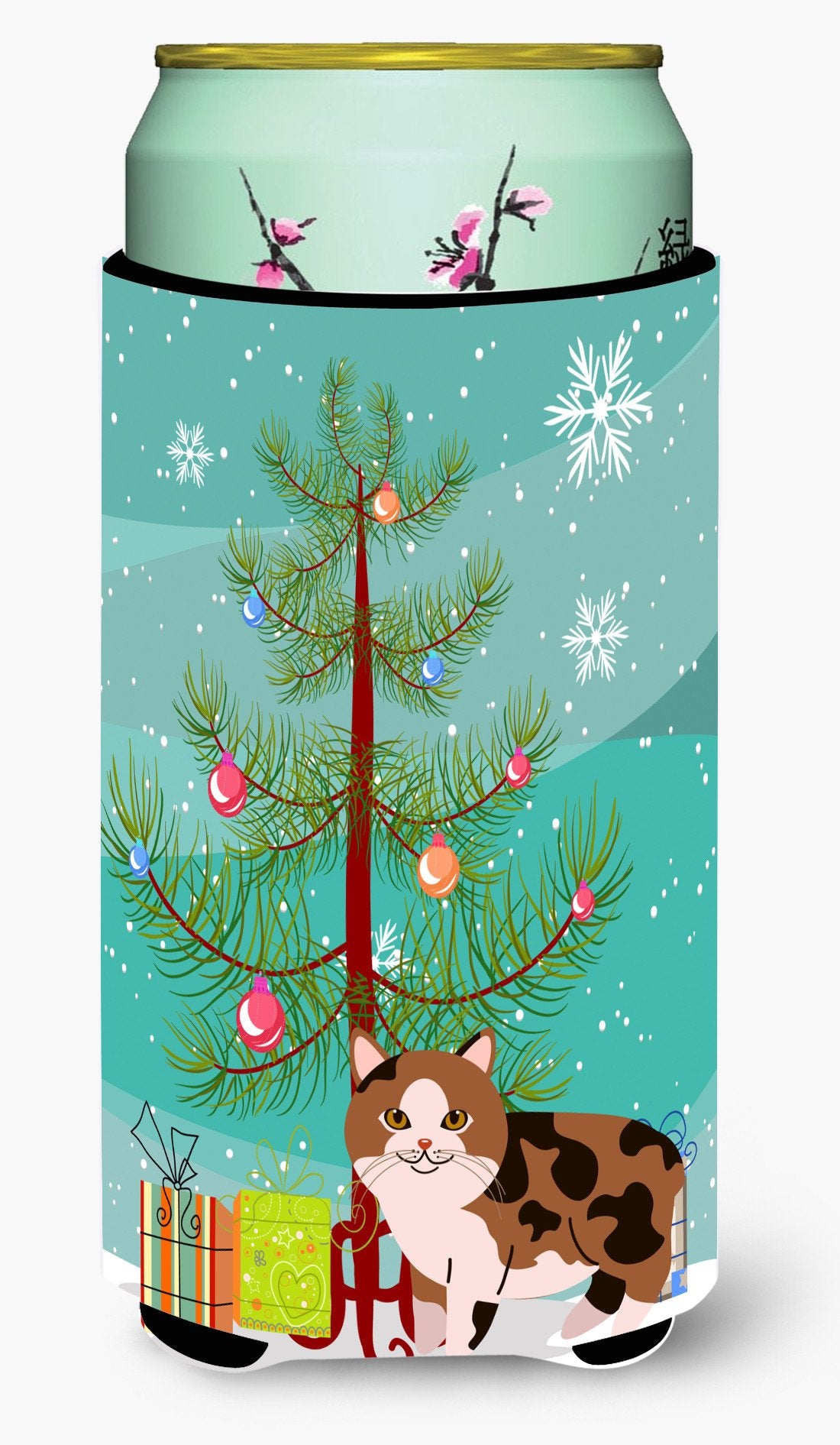 Manx Cat Merry Christmas Tree Tall Boy Beverage Insulator Hugger BB4424TBC by Caroline&#39;s Treasures