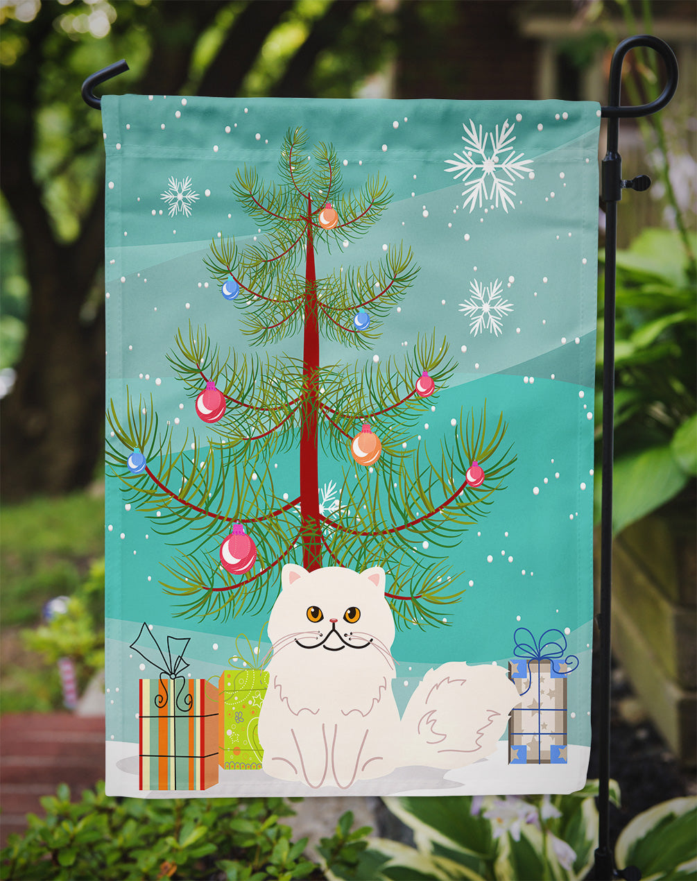 Persian Cat Merry Christmas Tree Flag Garden Size BB4425GF