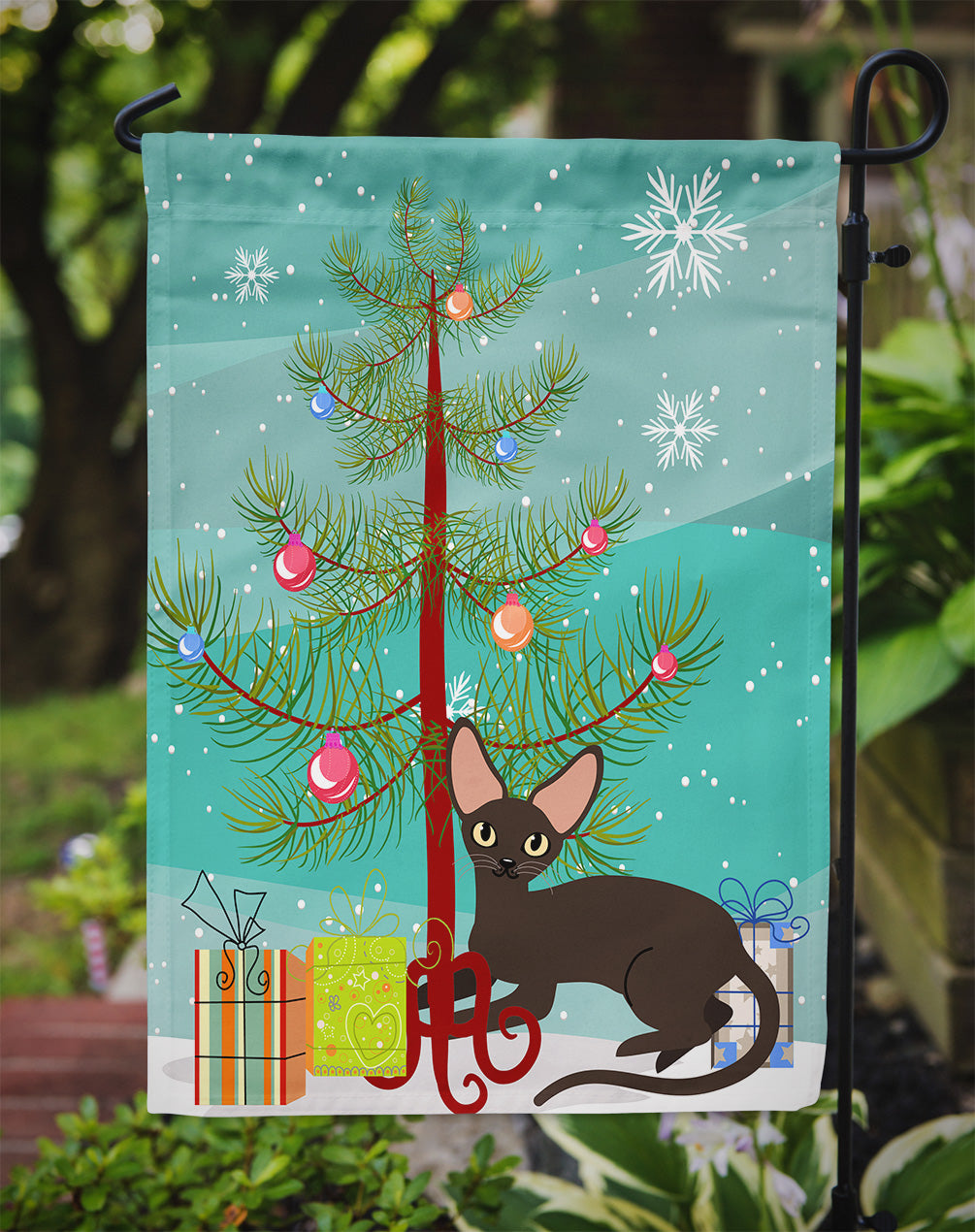 Peterbald Cat Merry Christmas Tree Flag Garden Size BB4426GF