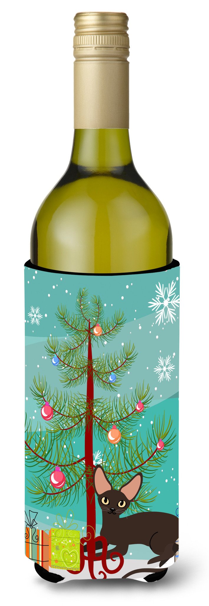 Peterbald Cat Merry Christmas Tree Wine Bottle Beverge Insulator Hugger BB4426LITERK by Caroline&#39;s Treasures