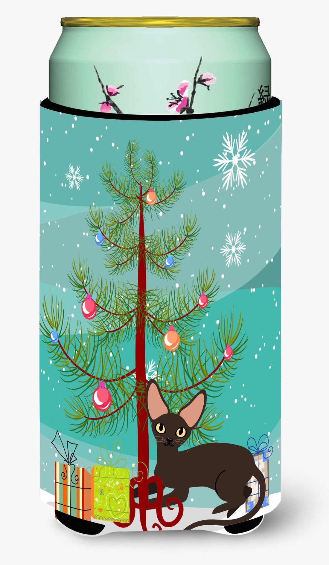 Peterbald Cat Merry Christmas Tree Tall Boy Beverage Insulator Hugger BB4426TBC by Caroline&#39;s Treasures