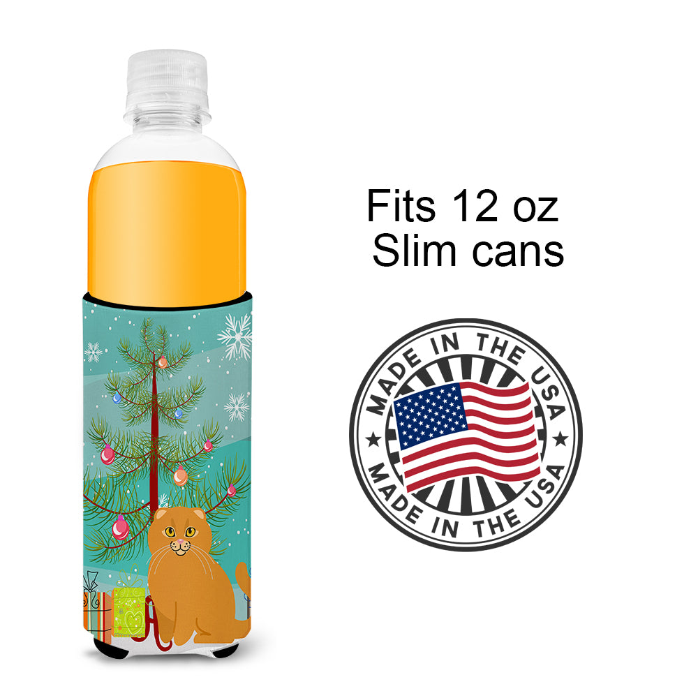 Chat Scottish Fold Merry Christmas Tree Michelob Ultra Hugger pour canettes fines BB4428MUK