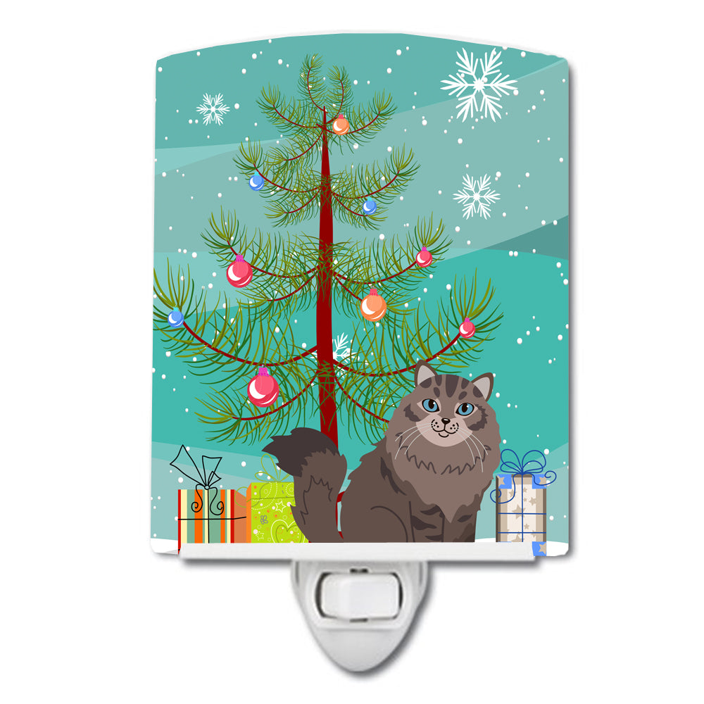 Siberian Cat Merry Christmas Tree Ceramic Night Light BB4430CNL - the-store.com